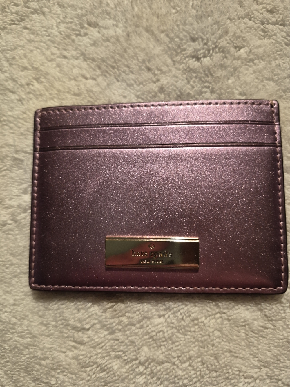 kate spade Metallic Purple Card Holder with Gold Plate